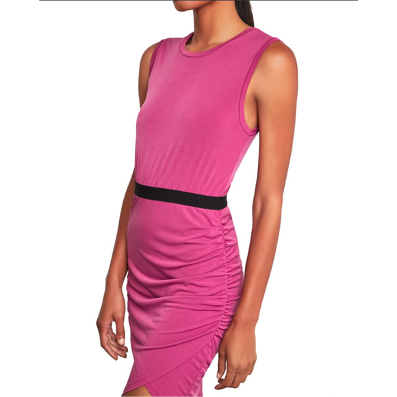 BCBGMaxAzria Side Ruched Asymmetric Tank Dress Purple Stretchy Womens Medium - Picture 10 of 10